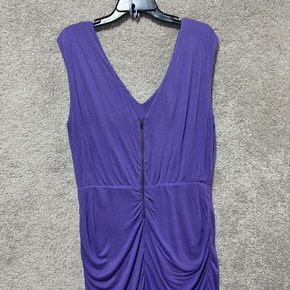 Alice + Olivia Sheath Dress Purple V Neck Women's Large Draped Zipper Back Rayon - Picture 7 of 12